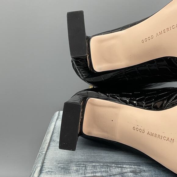 NEW Good American Women’s Croc Embossed Booties Black Size 7 - Picture 8 of 9